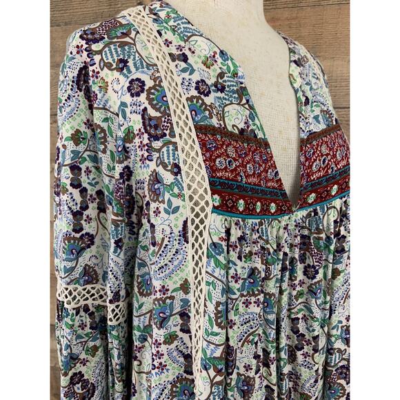 SUNDANCE CATALOG Jessamyn Lace Peasant Boho Rayon Blouse Size Large - Picture 4 of 11